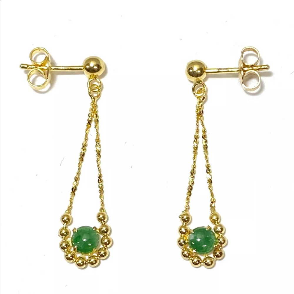 14k gold Jade dangle earrings